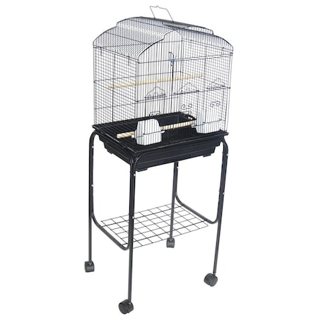 Peticare 5804-4814BLK Shell Top Bird Cage with Stand, Black PE3286251